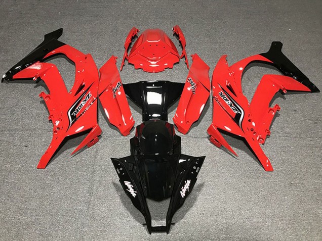 2011-2015 Kawasaki ZX10R Motorcycle Fairings - Red Glossy Black