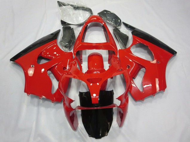 2000-2002 Kawasaki ZX6R Motorcycle Fairings - Red Glossy Black