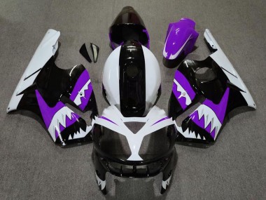 Affordable 2002-2006 Kawasaki ZX12R Motorcycle Fairings - Purple Black White Shark