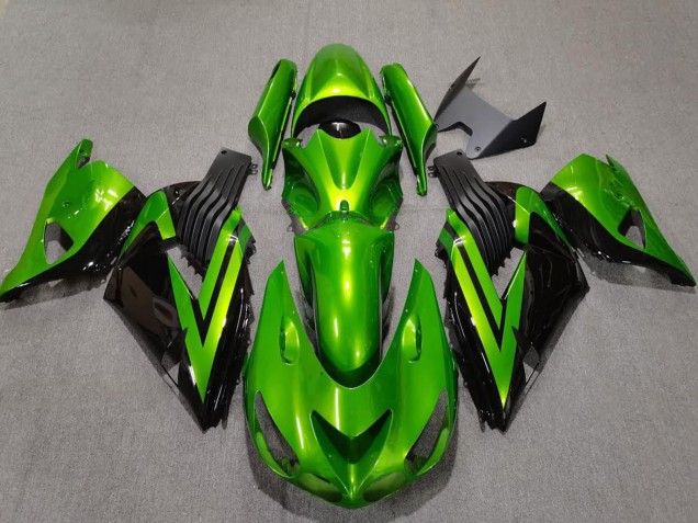 2006-2011 Kawasaki ZX14R Motorcycle Fairings - Green Glossy Black