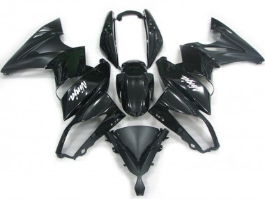Affordable 2009-2011 Kawasaki Ninja 650R Motorcycle Fairings - Glossy Black Matte Black White Decal