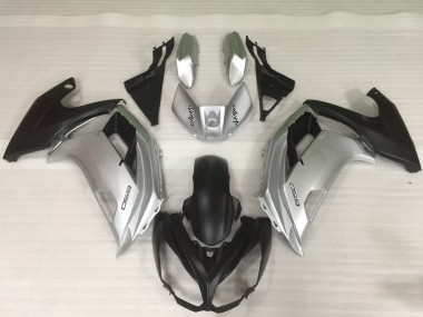 Affordable 2009-2011 Kawasaki Ninja 650R Motorcycle Fairings - Silver Matte Black
