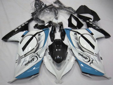 Affordable 2013-2024 Kawasaki Ninja 300 Motorcycle Fairings - Glossy White Light Blue Black