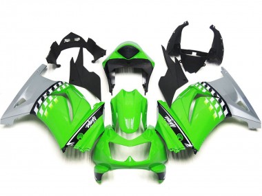 Affordable 2008-2012 Kawasaki Ninja 250 Motorcycle Fairings - Green Silver Black