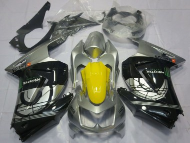 Affordable 2008-2012 Kawasaki Ninja 250 Motorcycle Fairings - Silver Yellow Glossy Black