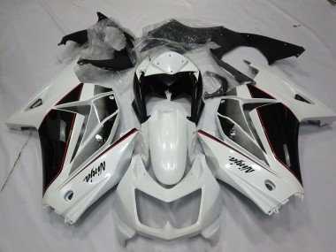 Affordable 2008-2012 Kawasaki Ninja 250 Motorcycle Fairings - White Glossy Black