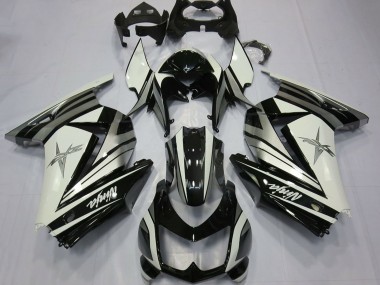 Affordable 2008-2012 Kawasaki Ninja 250 Motorcycle Fairings - White Silver Star Glossy Black