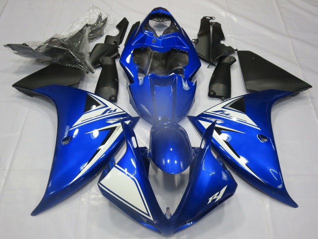 2012-2014 Yamaha R1 Motorcycle Fairings - Blue White Matte Black