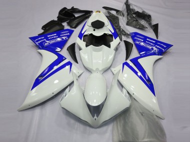 Affordable 2012-2014 Yamaha R1 Motorcycle Fairings - White Blue