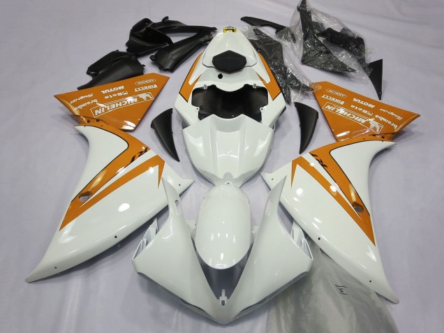 2012-2014 Yamaha R1 Motorcycle Fairings - White Orange
