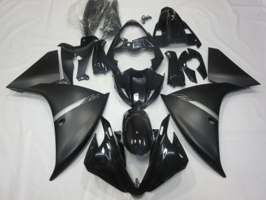 Affordable 2012-2014 Yamaha R1 Motorcycle Fairings - Glossy Black Matte Black Silver
