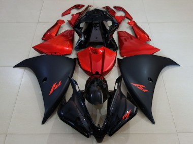 Affordable 2012-2014 Yamaha R1 Motorcycle Fairing - Glossy Black Matte Black Red