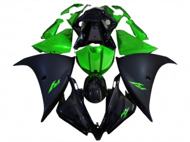 Affordable 2012-2014 Yamaha R1 Motorcycle Fairings - Glossy Black Matte Black Green