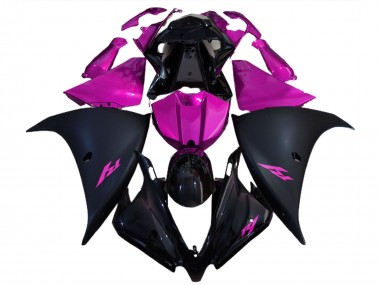Affordable 2012-2014 Yamaha R1 Motorcycle Fairings - Glossy Black Matte Black Pink