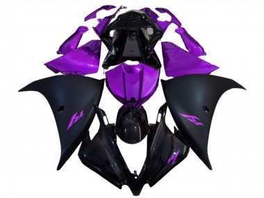 Affordable 2012-2014 Yamaha R1 Motorcycle Fairings - Glossy Black Matte Black Purple