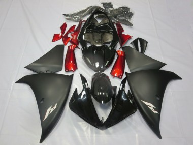Affordable 2012-2014 Yamaha R1 Motorcycle Fairings - Glossy Black Matte Black Red