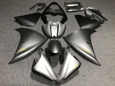 Affordable 2012-2014 Yamaha R1 Motorcycle Fairings - Matte Grey Gold Decals