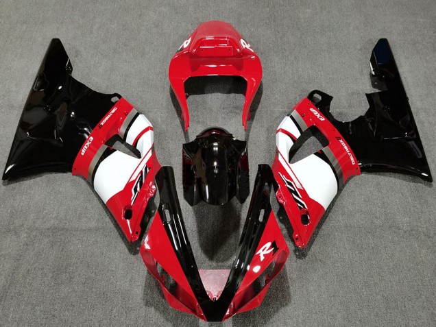2000-2001 Yamaha R1 Motorcycle Fairings - Red White Glossy Black
