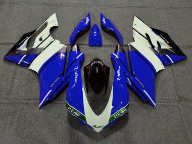 Affordable 2015-2020 Ducati 959 1299 Motorcycle Fairings - Blue White Glossy Black Unibat Flex-Box OEM Style