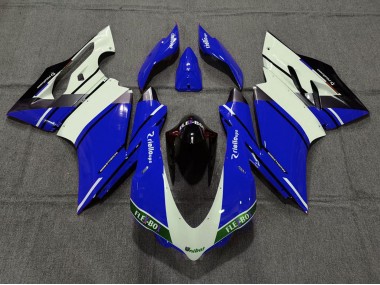 Affordable 2015-2020 Ducati 959 1299 Motorcycle Fairings - Blue White Glossy Black Unibat Flex-Box OEM Style