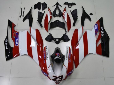 Affordable 2015-2020 Ducati 959 1299 Motorcycle Fairings - White Red Glossy Black Generali Tim 23