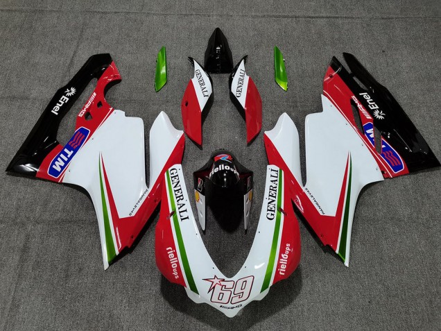 2015-2020 Ducati 959 1299 Motorcycle Fairings - White Red Green Glossy Black Generali Tim 69