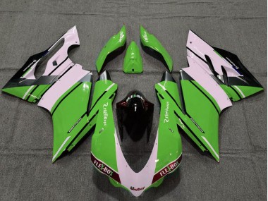 Affordable 2015-2020 Ducati 959 1299 Motorcycle Fairings - White Green Glossy Black Unibat Flex-Box OEM Style