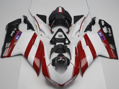 Affordable 2007-2014 Ducati 848 1098 1198 Motorcycle Fairing - White Red Glossy Black