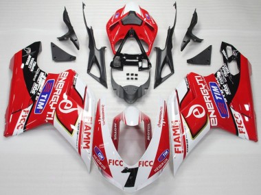 Affordable 2007-2014 Ducati 848 1098 1198 Motorcycle Fairings - White Red Blue Glossy Black Ficc Fiamm 7