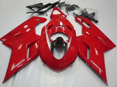 Affordable 2007-2014 Ducati 1098 Motorcycle Fairings - Glossy Red Glossy Black