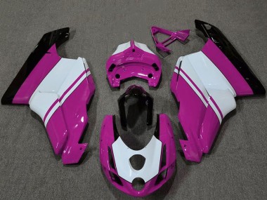 Affordable 2003-2004 Ducati 749 999 Motorcycle Fairings - White Pink Glossy Black