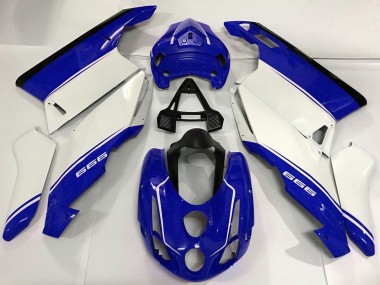 Affordable 2003-2004 Ducati 999 Motorcycle Fairings - White Blue Black