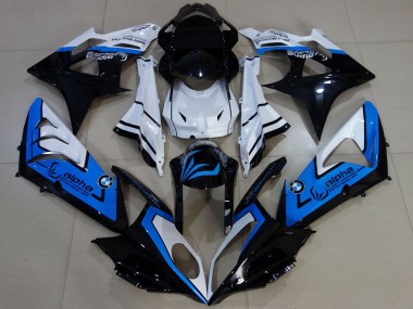 Affordable 2009-2014 BMW S1000RR Motorcycle Fairings - White Blue Glossy Black Alpha