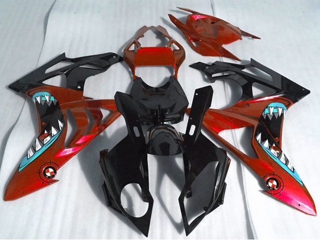 2017-2018 BMW S1000RR Motorcycle Fairings - Red Glossy Black Shark