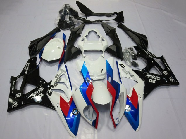 2009-2014 BMW S1000RR Motorcycle Fairings - White Red Blue Glossy Black Castrol OEM Style