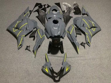 Affordable 2009-2012 Honda CBR600RR Motorcycle Fairings - Dark Nardo Grey Yellow