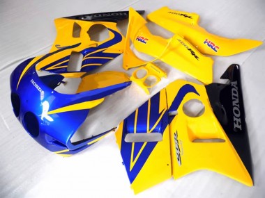 Affordable 1987-1989 Honda CBR400RR NC23 Motorcycle Fairings - Yellow Blue Glossy Black