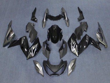 Affordable 2015-2016 Kawasaki Z250/Z300 Motorcycle Fairings - Glossy Black Silver