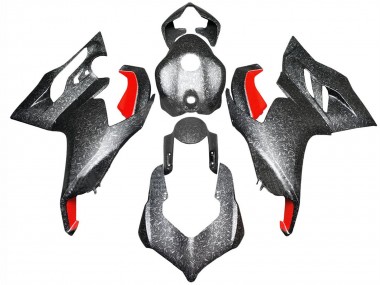 Affordable 2020-2024 Ducati Panigale V2 Motorcycle Fairings - Black Forged Carbon Fiber Style Red
