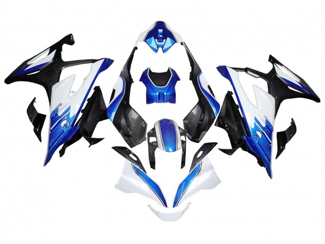 2023-2024 BMW S1000RR Motorcycle Fairings - White Blue Black Carbon Fiber