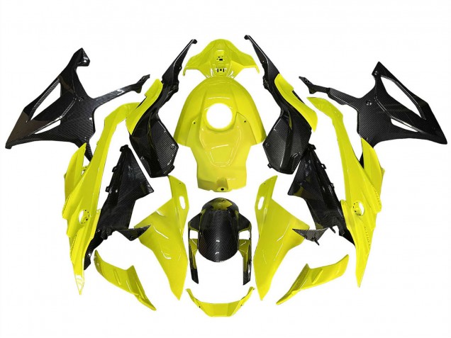 2023-2024 BMW S1000RR Motorcycle Fairings - Yellow Black Carbon Fiber