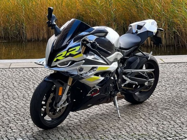 2023-2024 BMW S1000RR Motorcycle Fairings - Silver Yellow Carbon Fiber