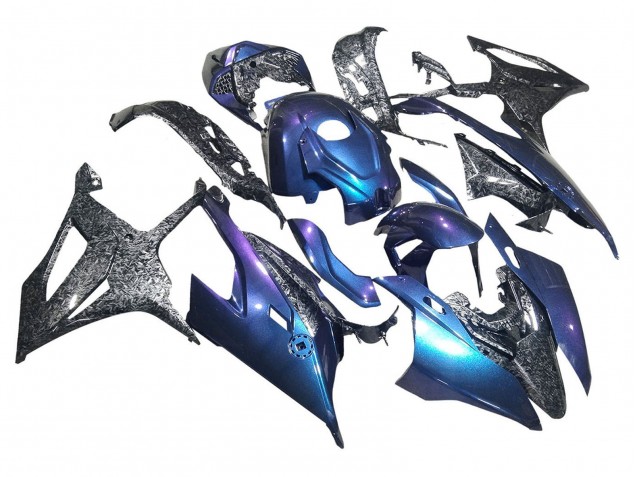 2019-2022 BMW S1000RR Motorcycle Fairings - Gradient Blue Purple Forged Carbon Fiber