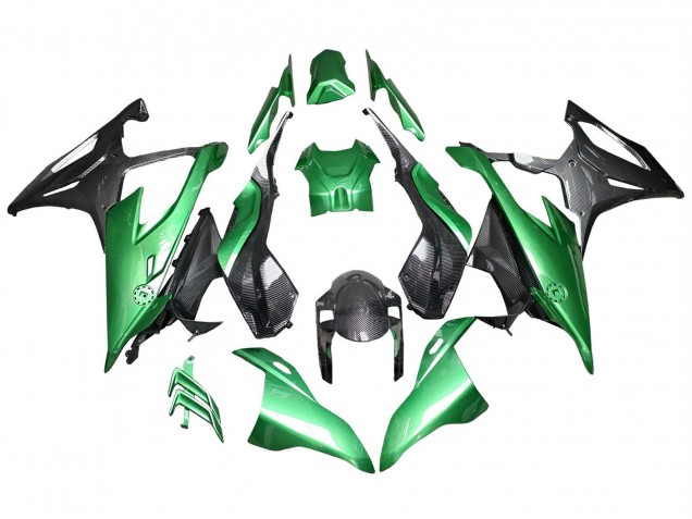 2019-2022 BMW S1000RR Motorcycle Fairings - Glossy Black Green Carbon Fiber