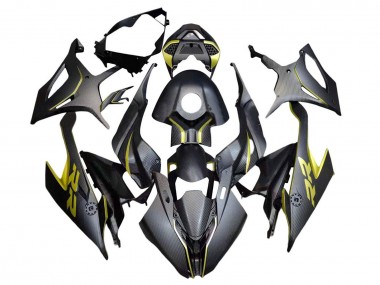 Affordable 2019-2022 BMW S1000RR Motorcycle Fairings - Black Yellow Carbon Fiber