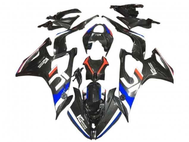 2019-2022 BMW S1000RR Motorcycle Fairings - Black White Blue Carbon Fiber