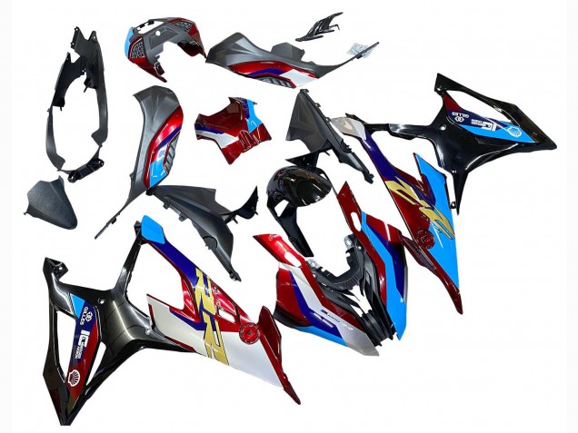 2019-2022 BMW S1000RR Motorcycle Fairing - White Blue Red Black
