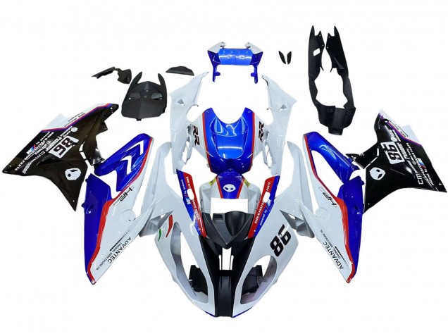 2017-2018 BMW S1000RR Bike Fairings - White Blue Red Glossy Black