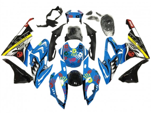2017-2018 BMW S1000RR Motorcycle Fairings - Blue Yellow Black Shark