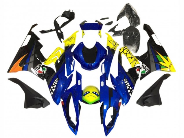 2015-2016 BMW S1000RR Motorcycle Fairing - Yellow Blue Black Shark